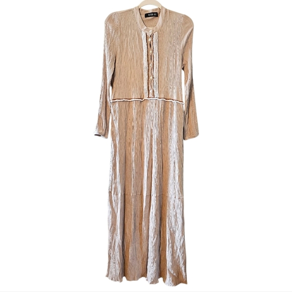 Refka Modest Pleated Long Sleeve Maxi Cream Dress Size US 12. - Picture 2 of 12